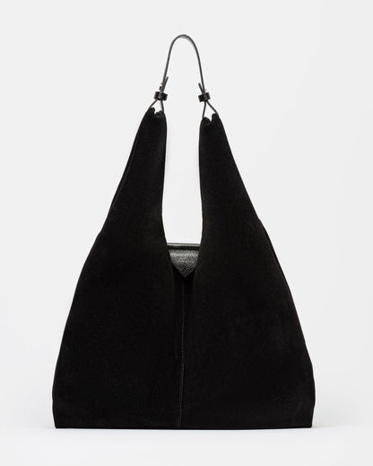 Bolso The Shopping En Piel Gamuza Prune