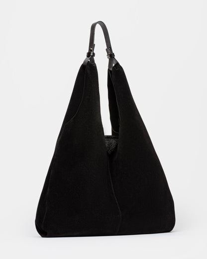 Bolso The Shopping En Piel Gamuza Prune