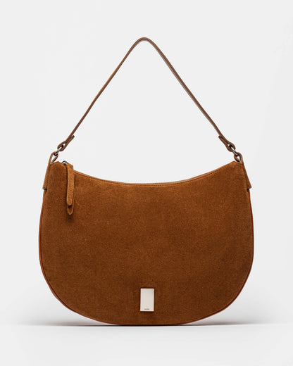 Bolso Lua En Piel Gamuza Prune