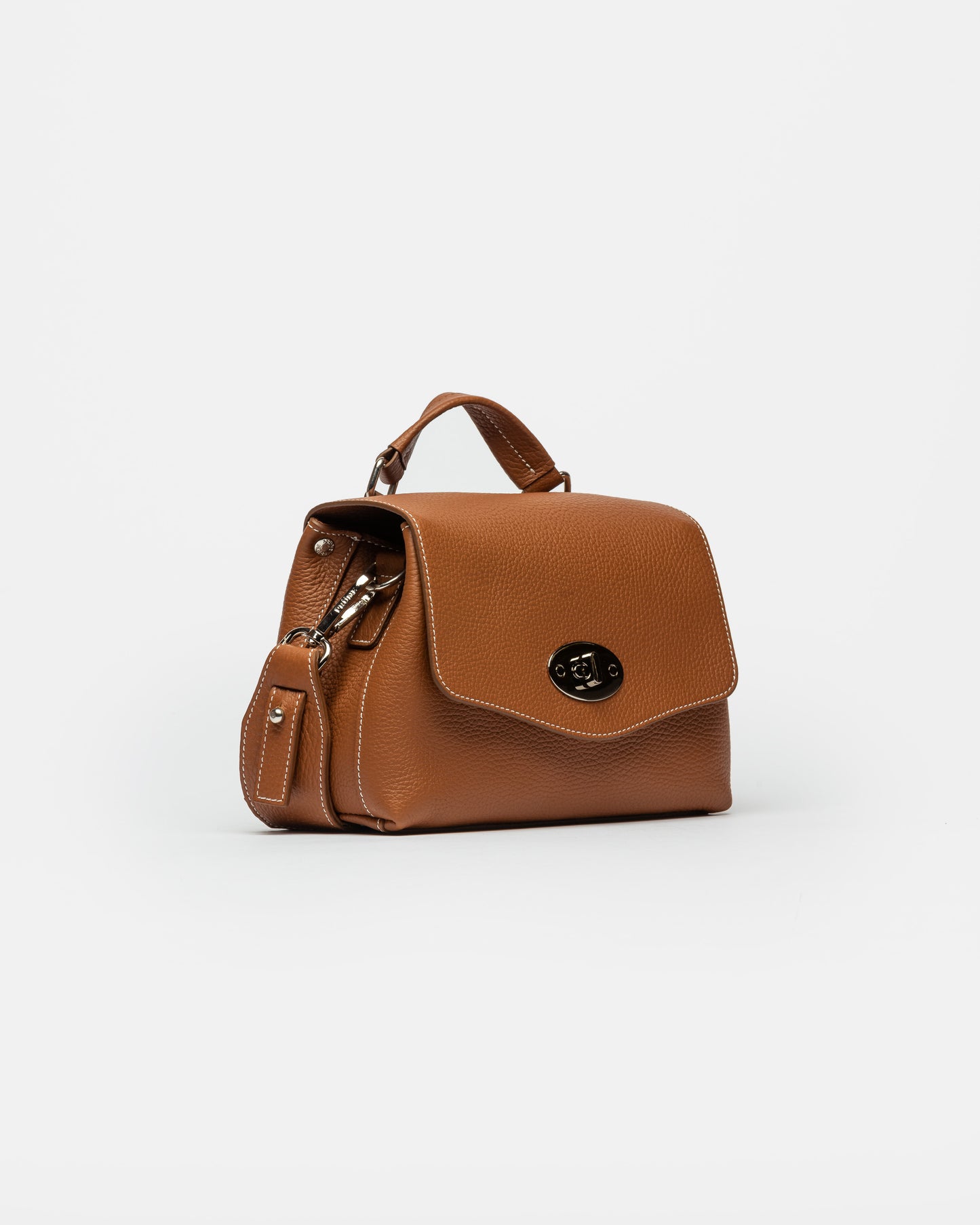 Bolso De Mano Folder En Piel Graneada Prune